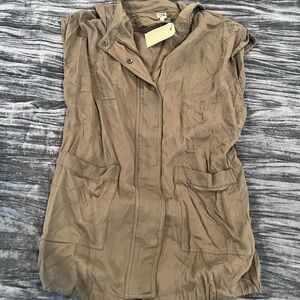 Women's Olive Green Sleeveless Hoodie Top by Uniq Size S